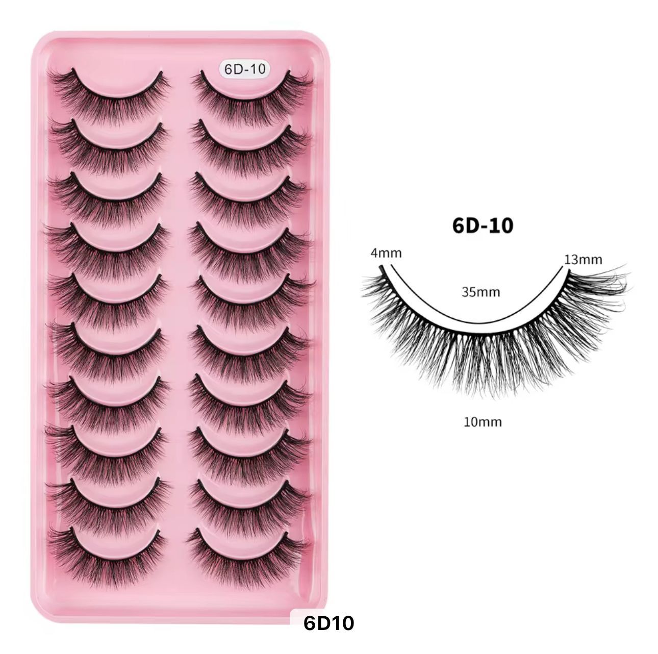 10 Pairs Mink Eyelashes (6D-10)