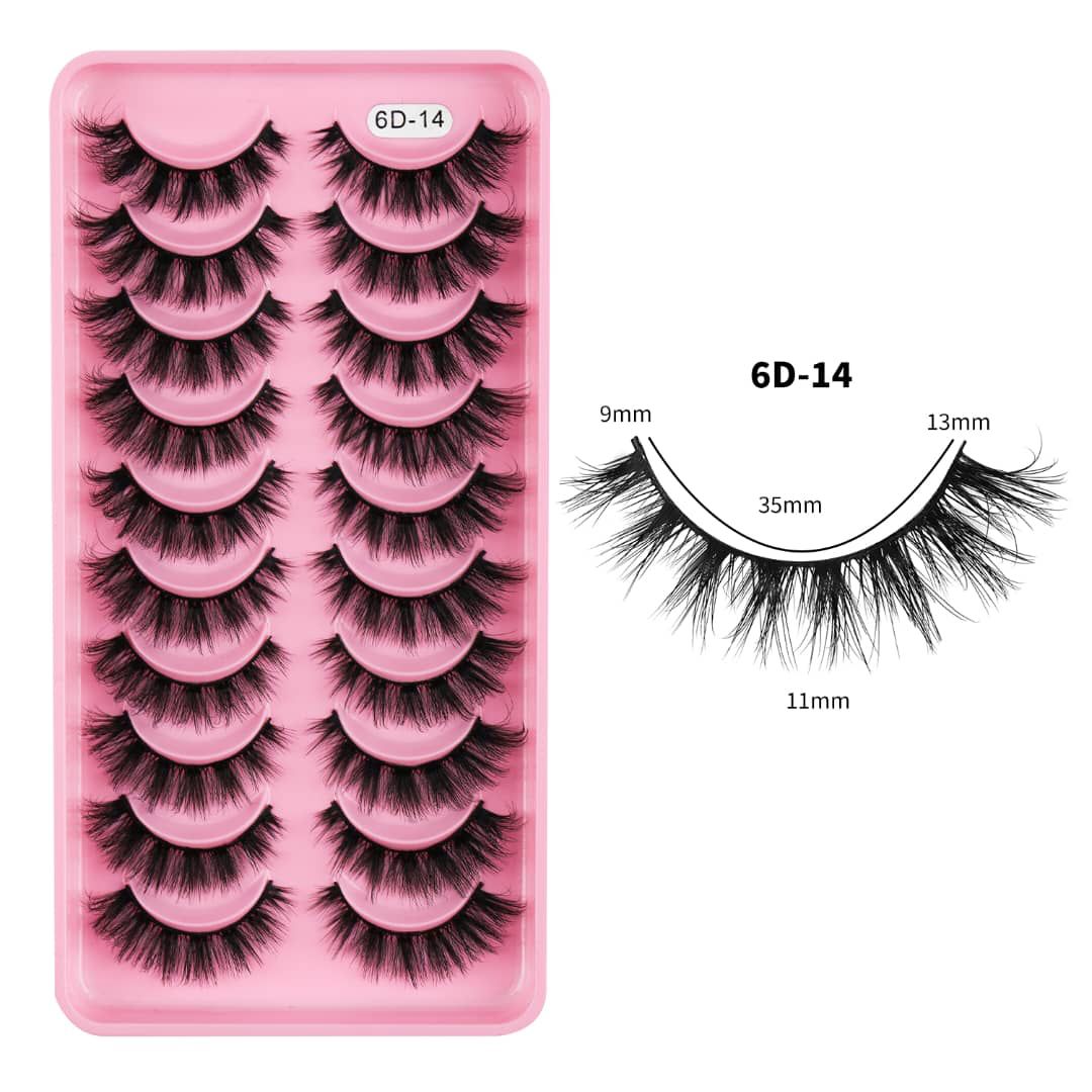 10 Pairs Mink Eyelashes (6D-14)