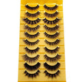 Set of false eyelashes 10 Pair Mink Eyelashes (6DH-C) on a yellow card with a striped pattern