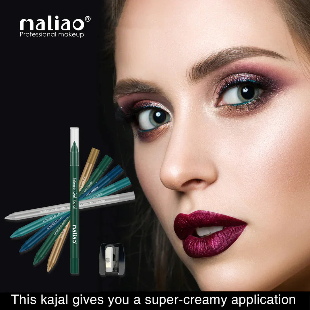 Maliao kajal with a close-up of a woman's face wearing makeup.