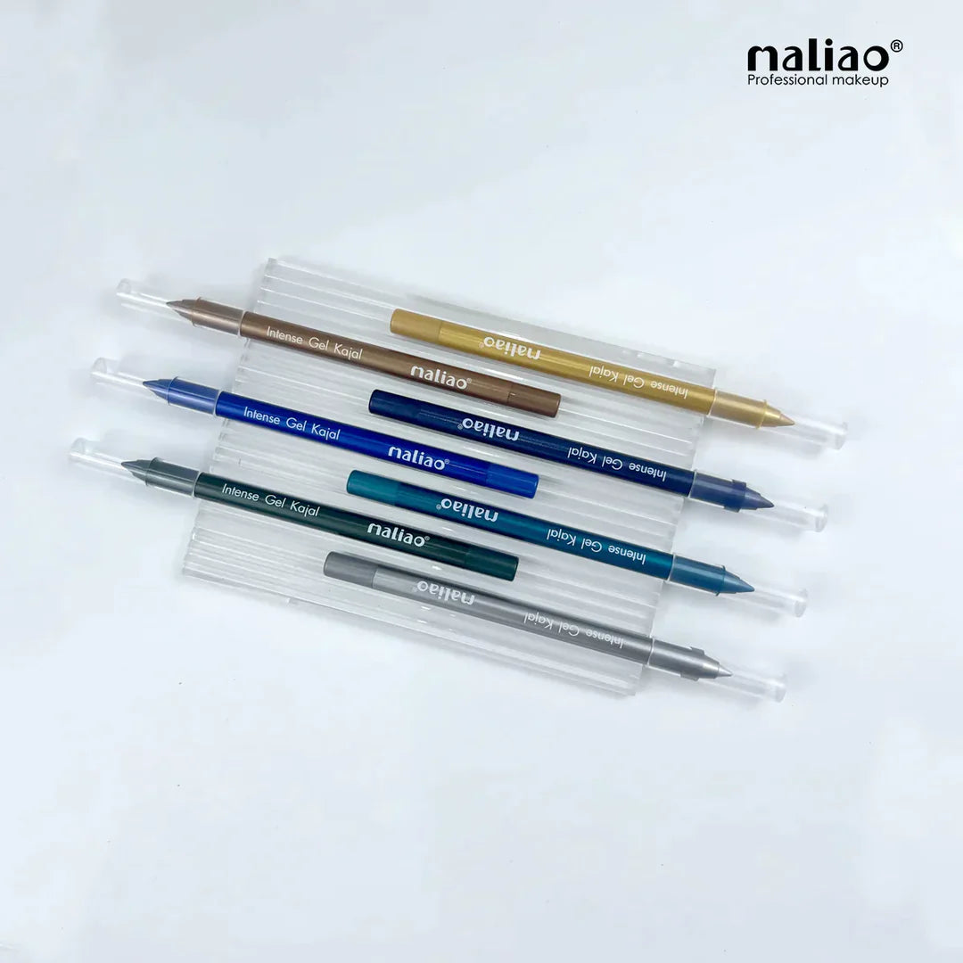 Set of makeup pencils with 'maliao' branding on a white background