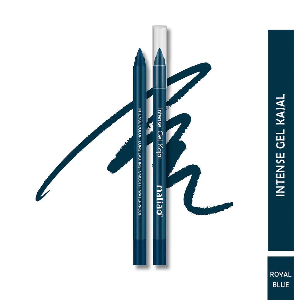 Nahlao Intense Gel Kajal in Royal Blue with a white cap on a white background