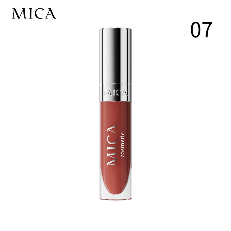 Lipstick with MICA cosmetic branding on a white background