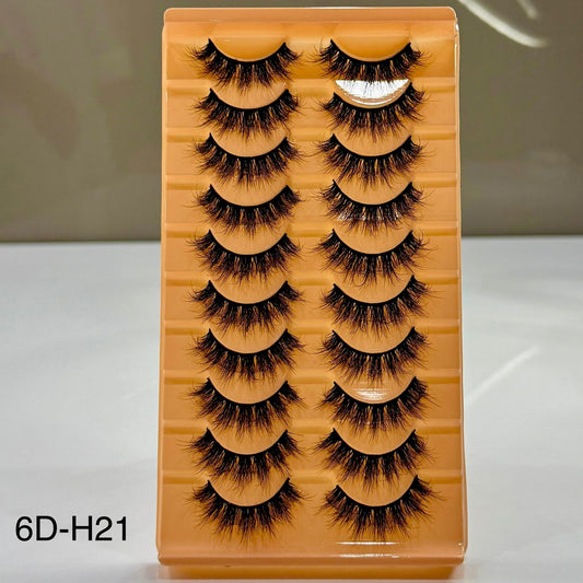 10 Pair Mink Eyelashes (6D-H21)