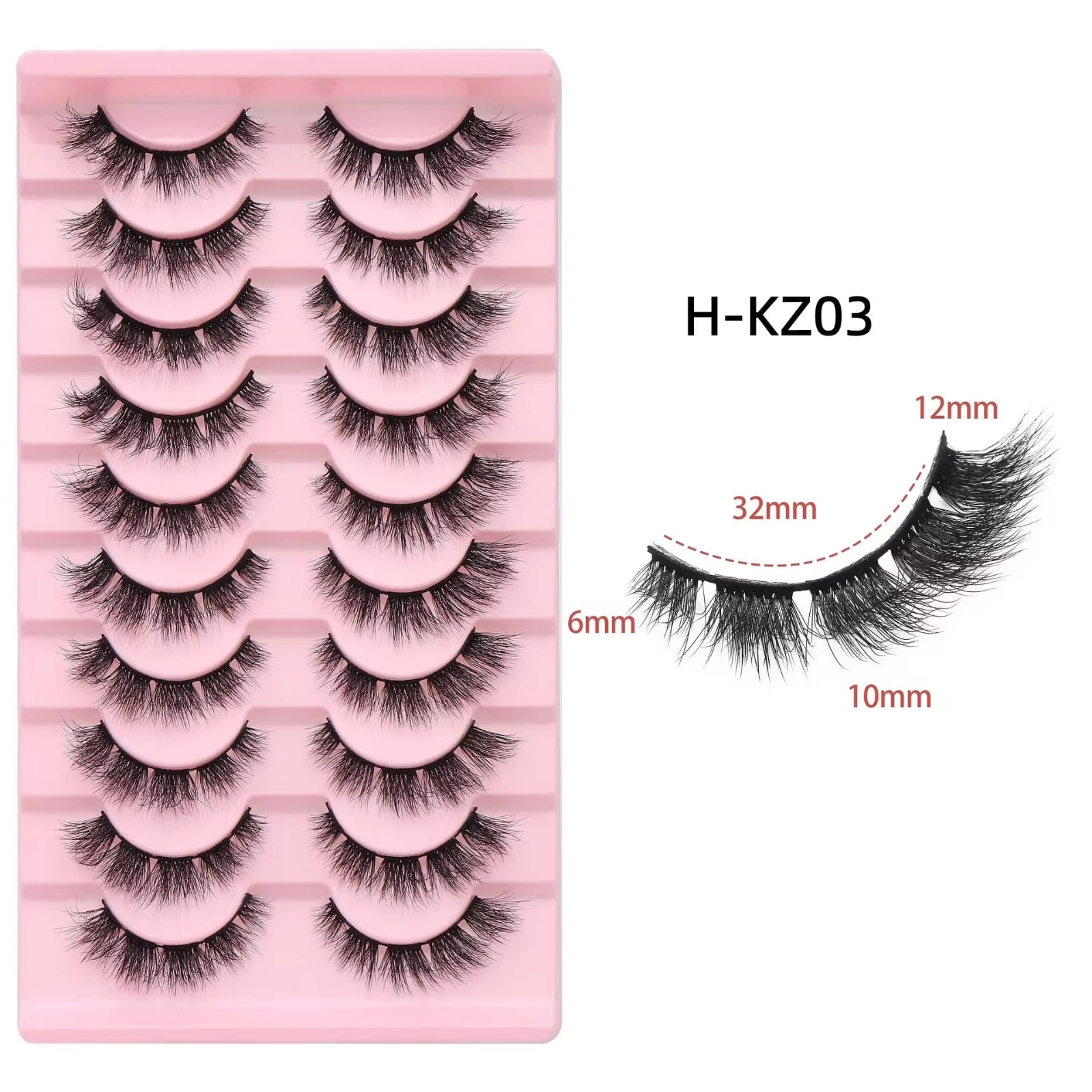 10 Pair Mink Eyelashes (KZ03)